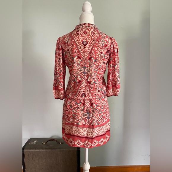 Alloy Apparel Boho Floral Print Pink Dress Bead Detail Size Small - Picture 3 of 12